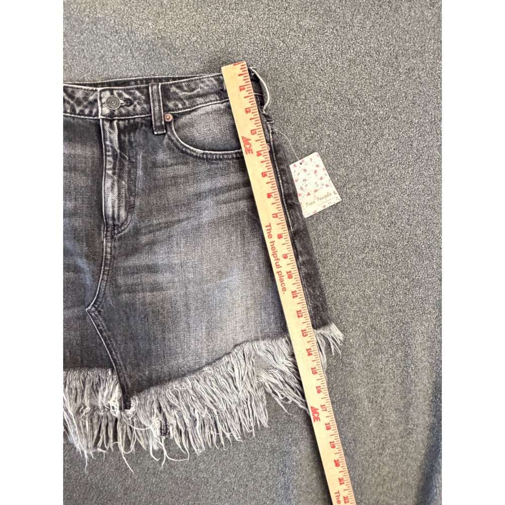 Free People Maverick Denim Skirt Womens 26 Black NEW Frayed Hem Mini OB1006435‎ - Picture 7 of 10